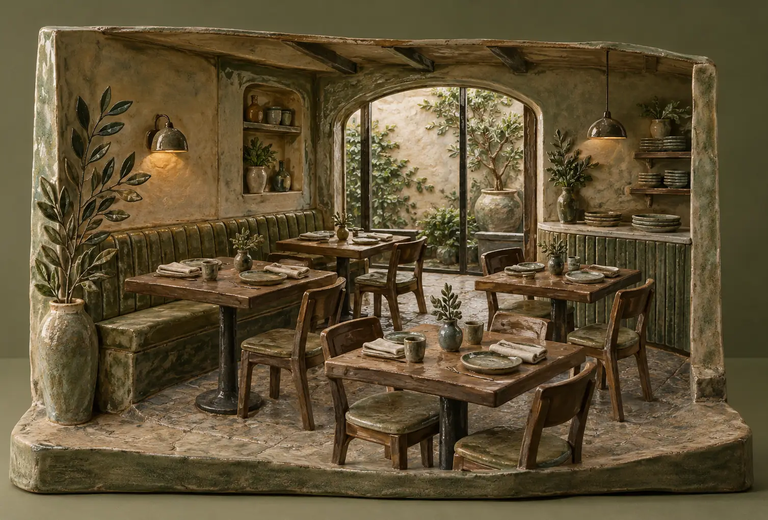 Illustration of restaurants and their working space